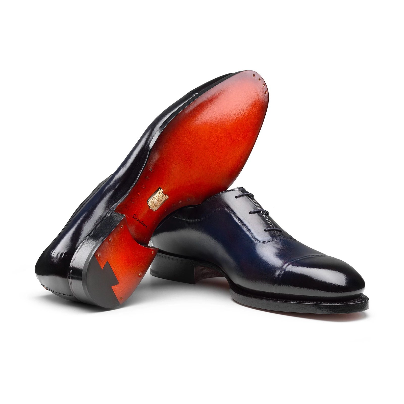 Scarpe Oxford da uomo della collezione Meraviglia in pelle blu - immagine 5