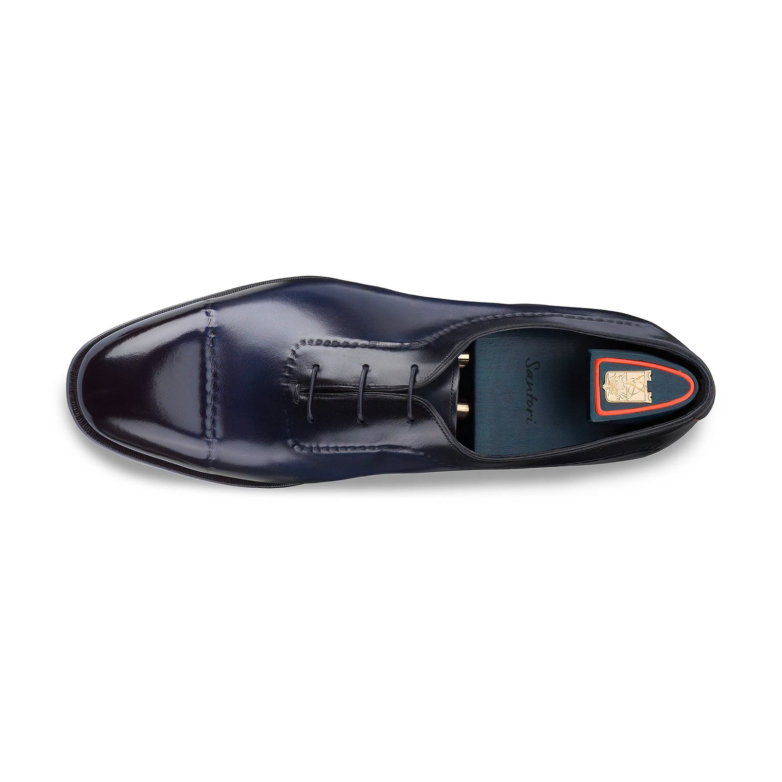 Scarpe Oxford da uomo della collezione Meraviglia in pelle blu - immagine 4