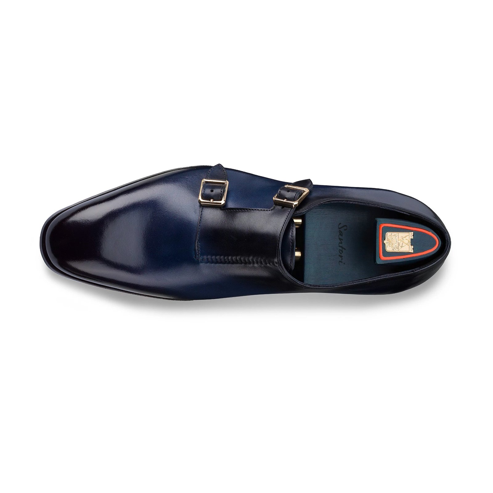 Scarpa con doppia fibbia Uniqua Meraviglia Collection in pelle blu da uomo - immagine 3