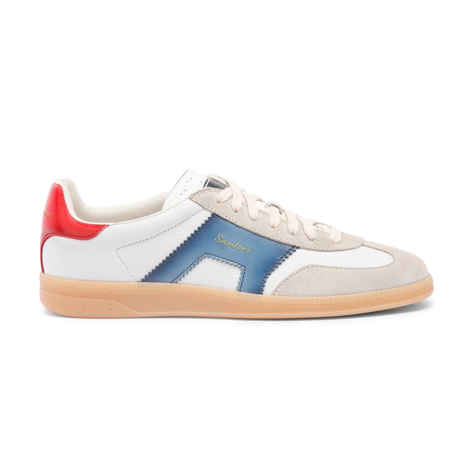 Sneaker da uomo DBS Oly in pelle e camoscio rosso, blu e beige - immagine 6