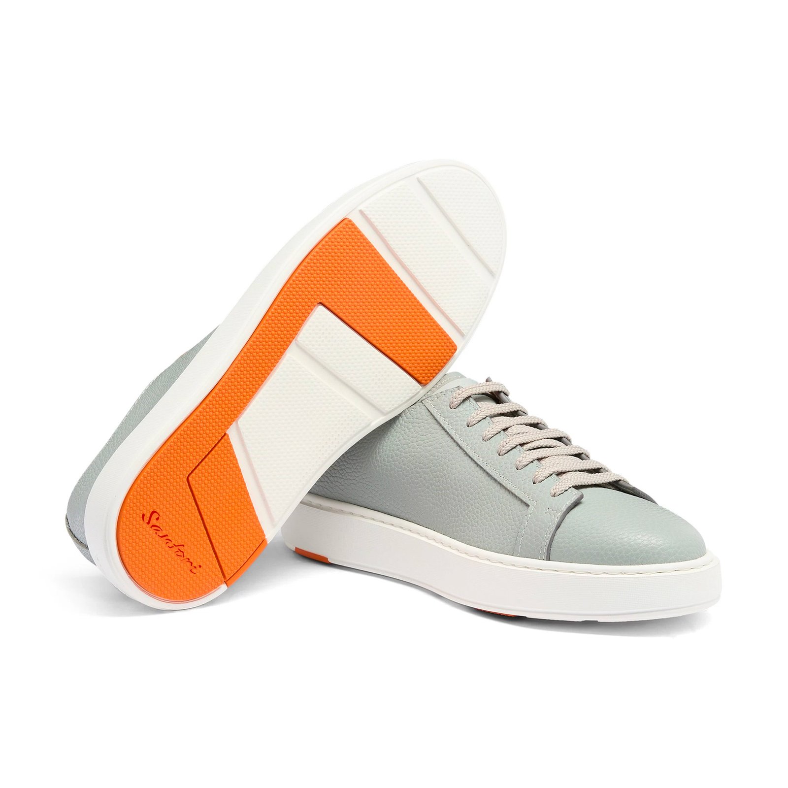 Sneakers da uomo in pelle martellata azzurra - immagine 4