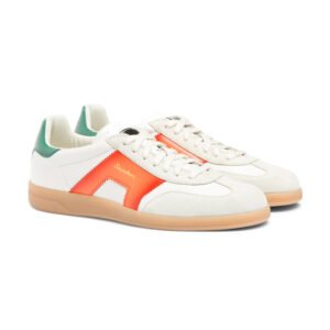 Sneaker DBS Oly in pelle e camoscio bianco, verde e arancione da uomo
