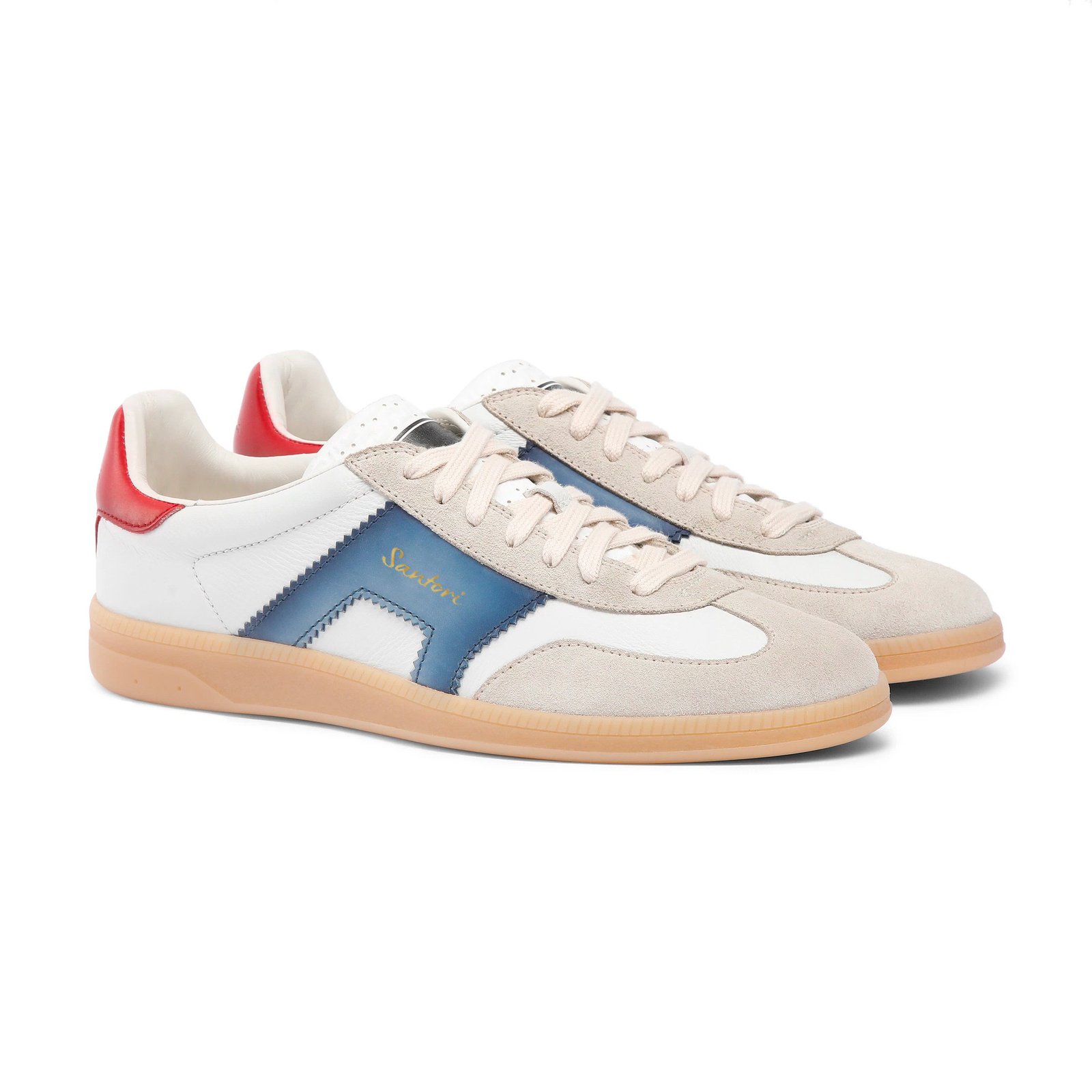 Sneaker da uomo DBS Oly in pelle e camoscio rosso, blu e beige