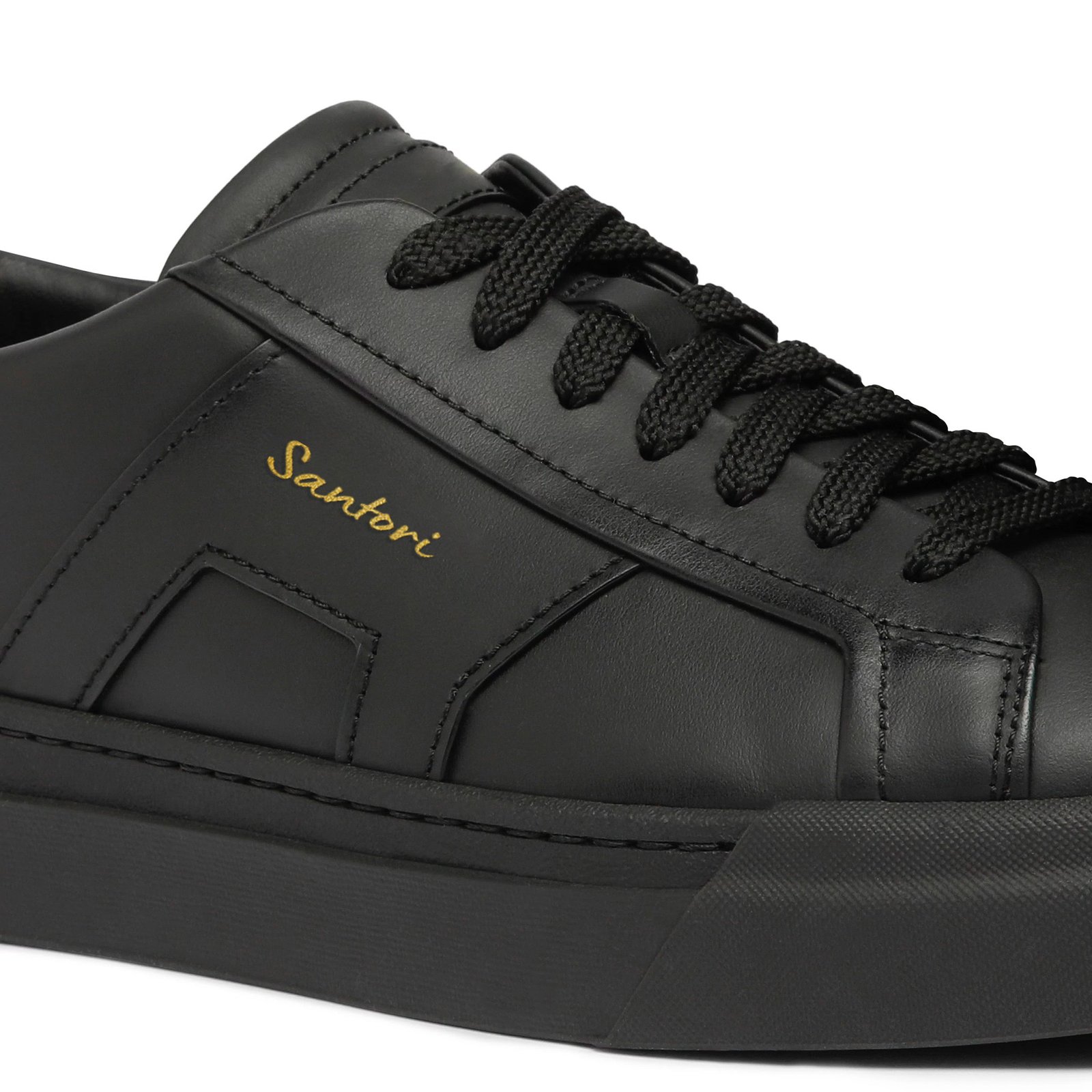 Sneakers da uomo in pelle nera con doppia fibbia - immagine 6