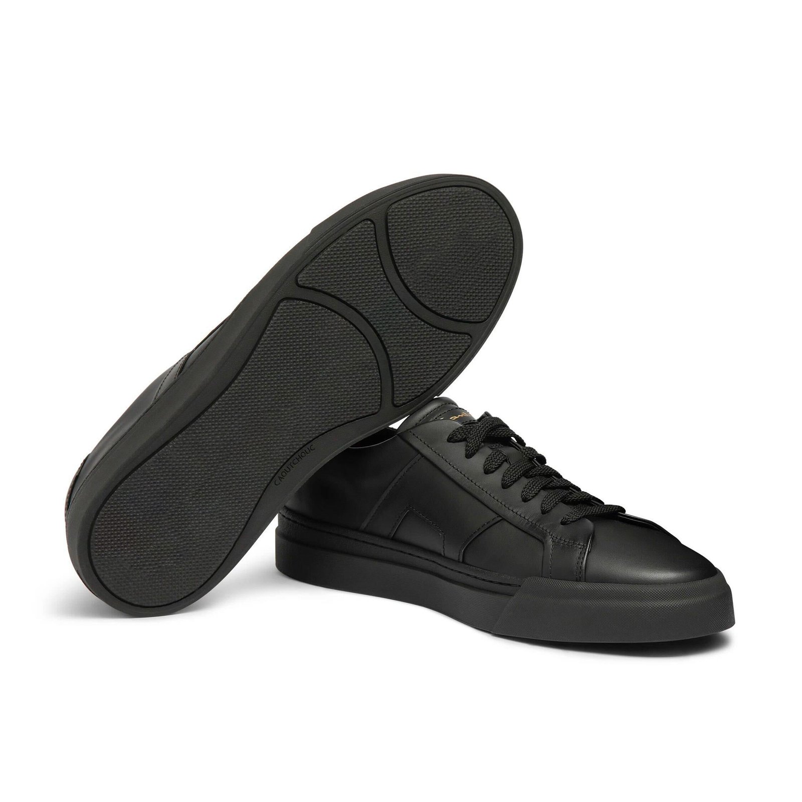 Sneakers da uomo in pelle nera con doppia fibbia - immagine 5