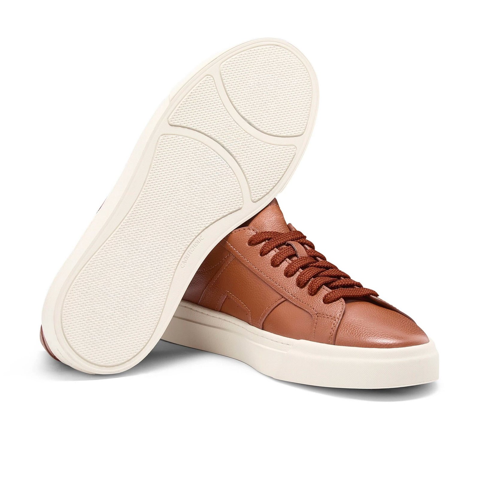 Sneaker da uomo in pelle martellata marrone chiaro con doppia fibbia - immagine 3