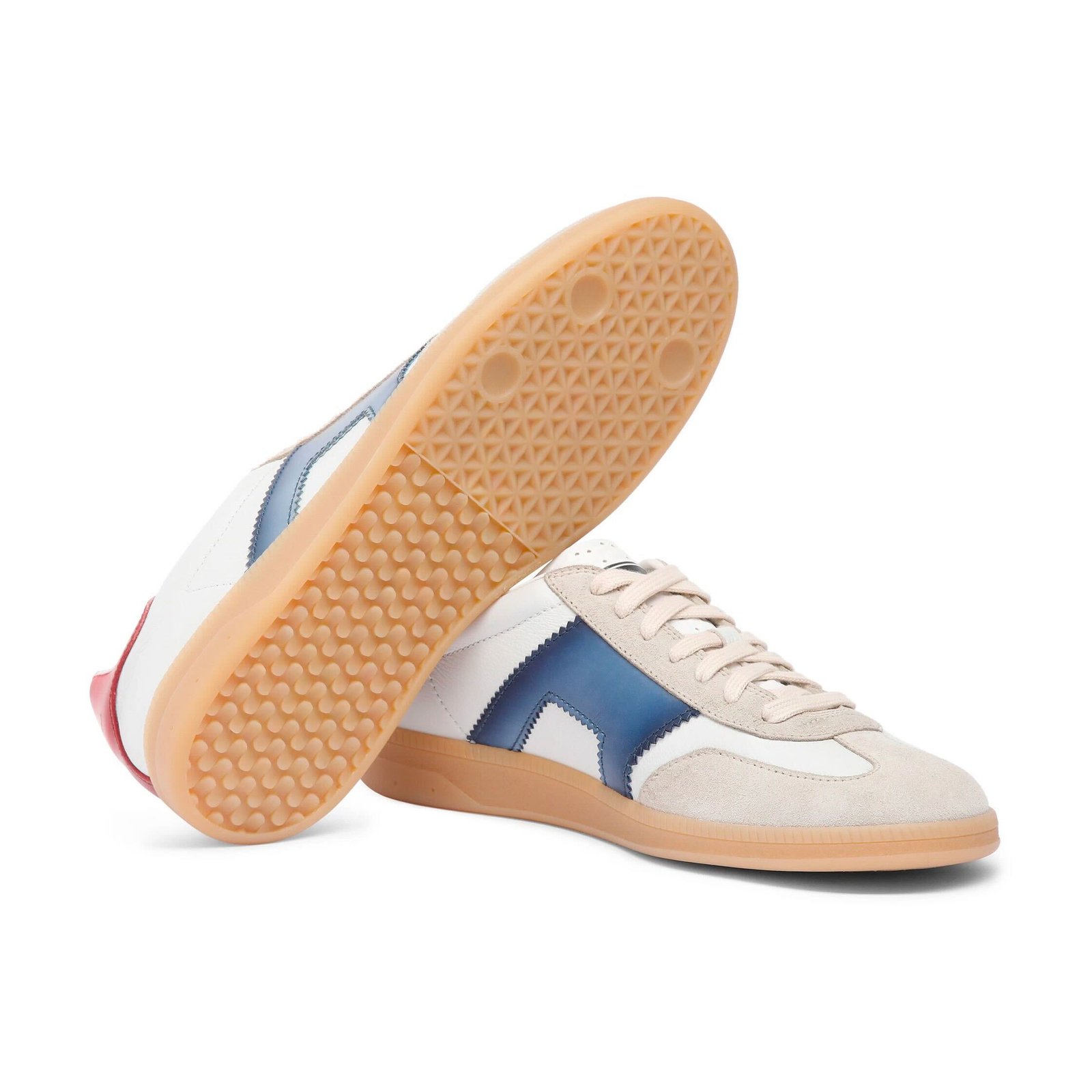 Sneaker da uomo DBS Oly in pelle e camoscio rosso, blu e beige - immagine 2